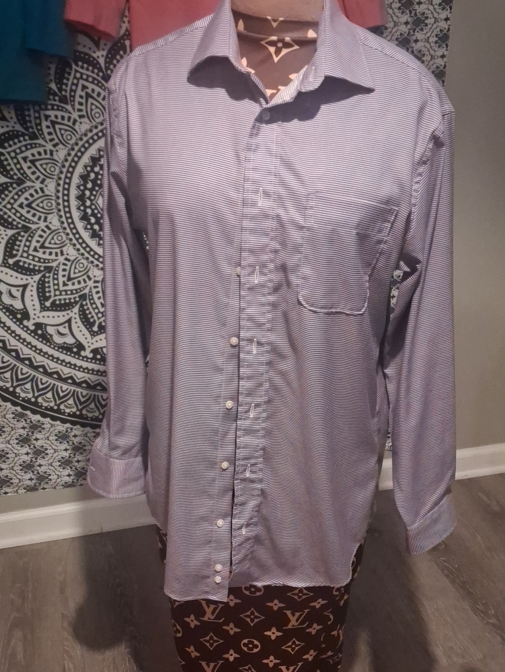 Jos. A. Bank Men's Light Purple Micro-Stripe Dress Shirt